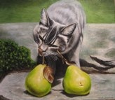 Cat with pears